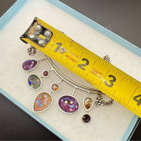 Touchstone Crystal by Swarovski Autumn Delite Necklace NIB Rhodium Plating - Picture 4 of 7